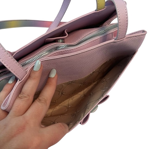 Betsey Johnson Jaime Double Handle Satchel – Lilac w/ Rainbow Straps - Picture 3 of 10